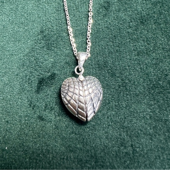 Sterling Silver Angel Wings Heart Necklace - Picture 3 of 10
